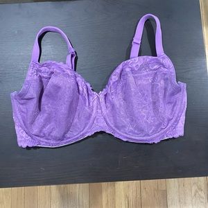 Cacique- Lavendar unlined lace full coverage bra- size 40G